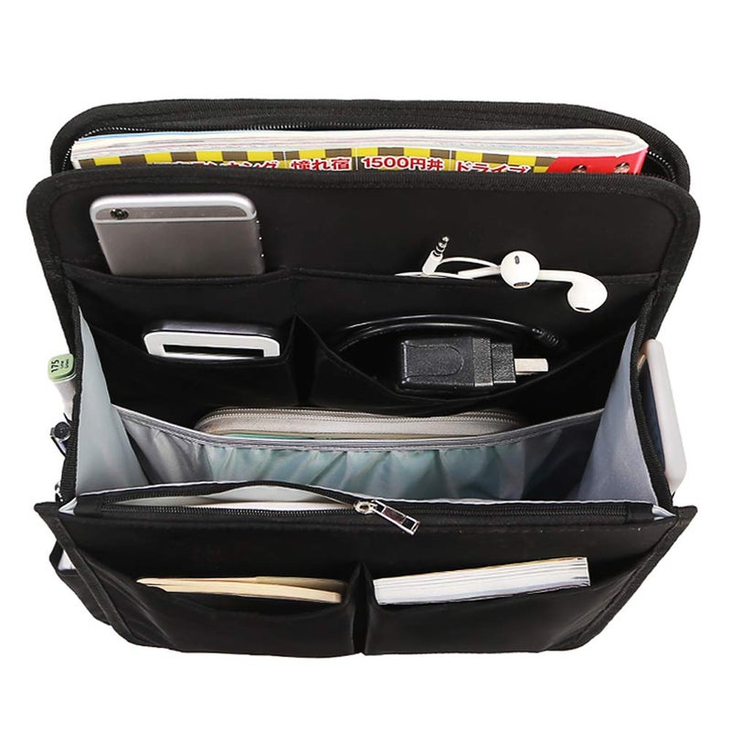 VANCORE Backpack Organizer Insert with Zipper for Rucksack Black Travel Nylon Shoulder Bag Organizer Waterproof - Image 3